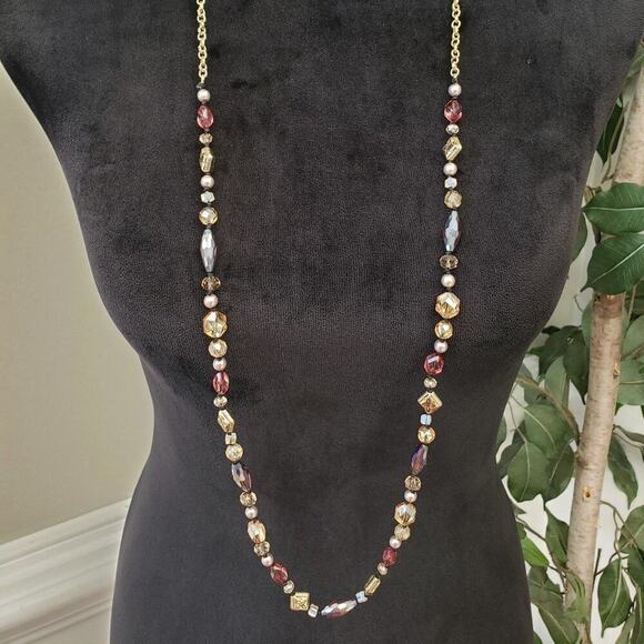 Charming Charlie Womens Multi Tourmaline Long Chain Necklace with Lobster Clasp - Picture 1 of 7